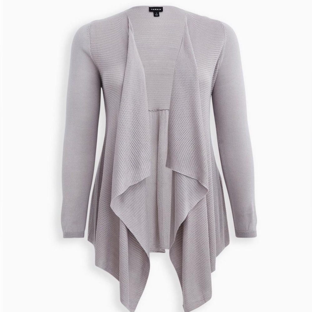Torrid Cardigan Grey Drape Front Sweater NWT Size 4 (26)
